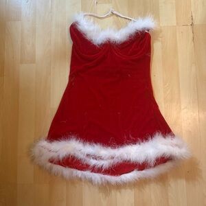 Forplay Red Velvet Dress with White Trim